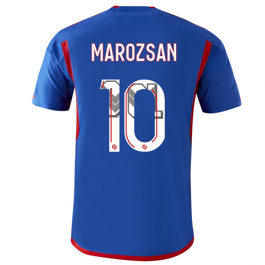 Heren Dzsenifer Marozsan #10 Blauw Rood Uitshirt Uittenue 2023/24 T-Shirt België
