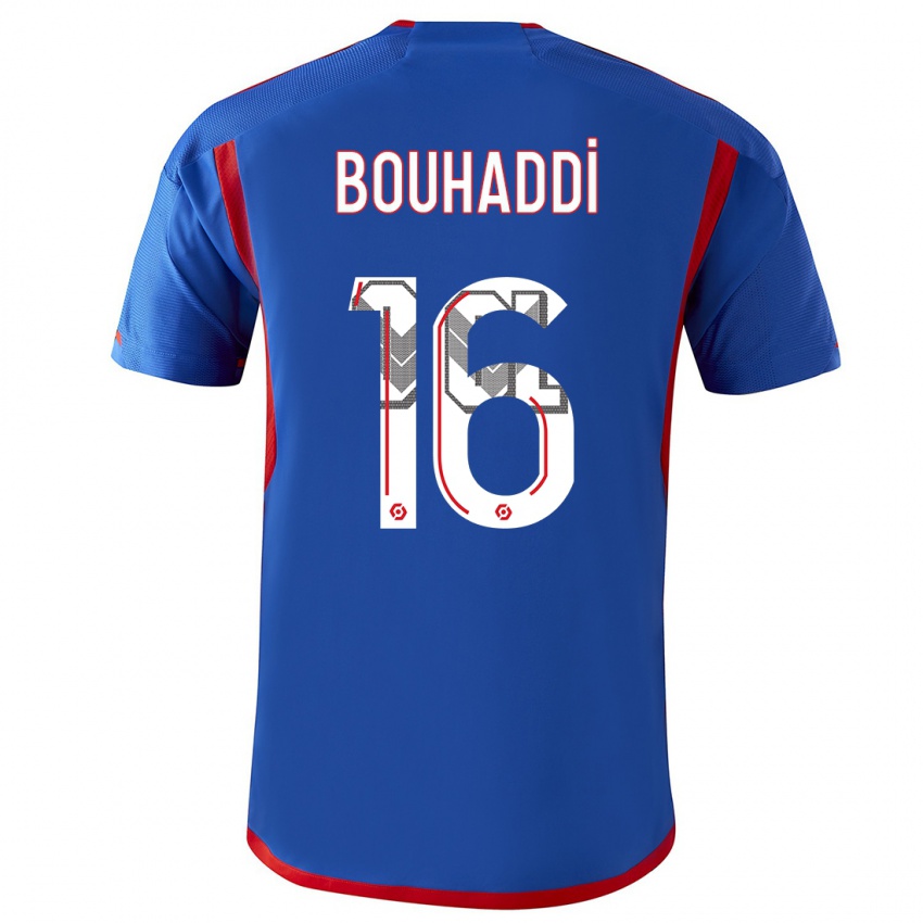 Heren Sarah Bouhaddi #16 Blauw Rood Uitshirt Uittenue 2023/24 T-Shirt België