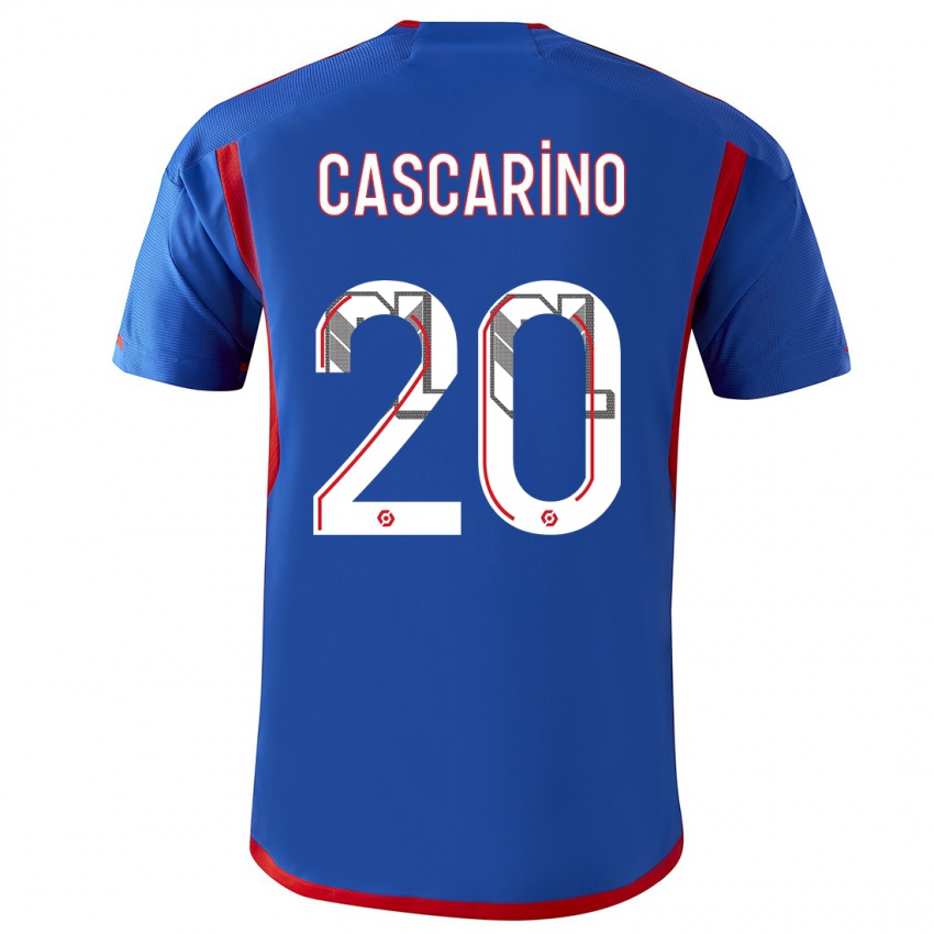 Heren Delphine Cascarino #20 Blauw Rood Uitshirt Uittenue 2023/24 T-Shirt België