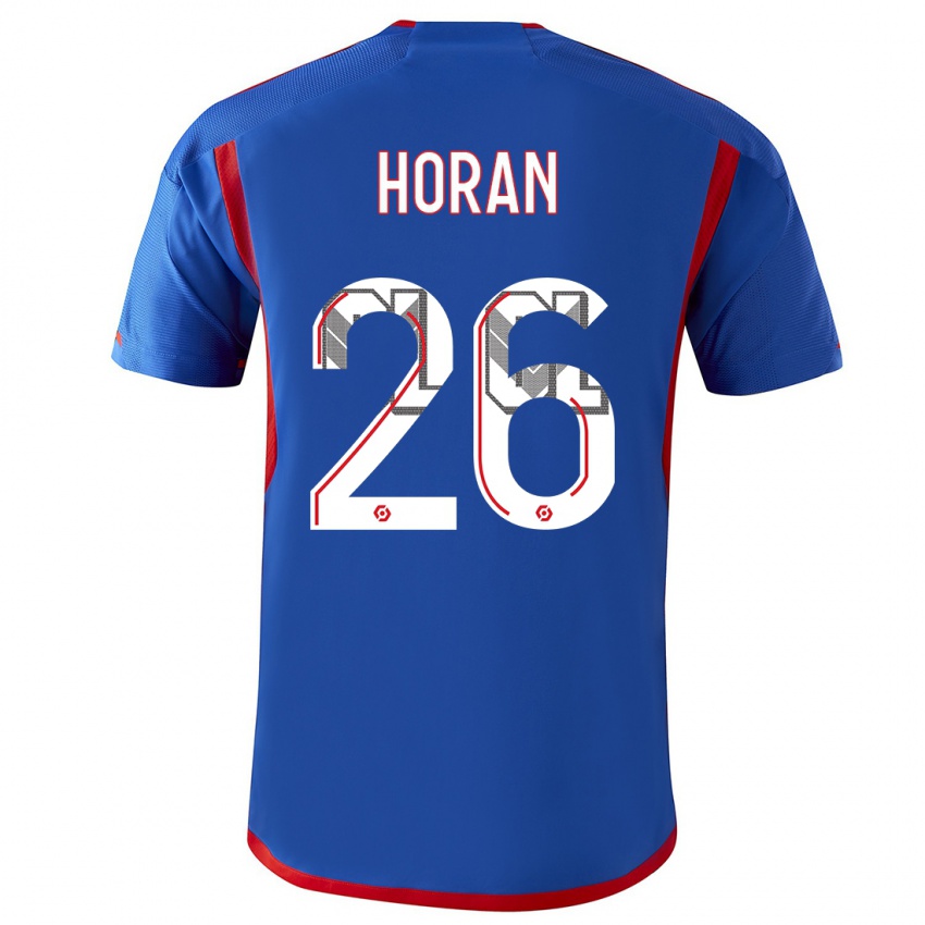 Herren Lindsey Horan #26 Blau Rot Auswärtstrikot Trikot 2023/24 T-Shirt Belgien