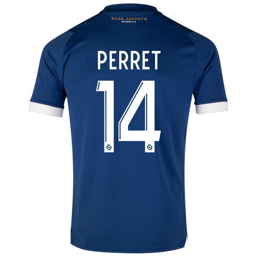 Herren Jenny Perret #14 Dunkelblau Auswärtstrikot Trikot 2023/24 T-Shirt Belgien