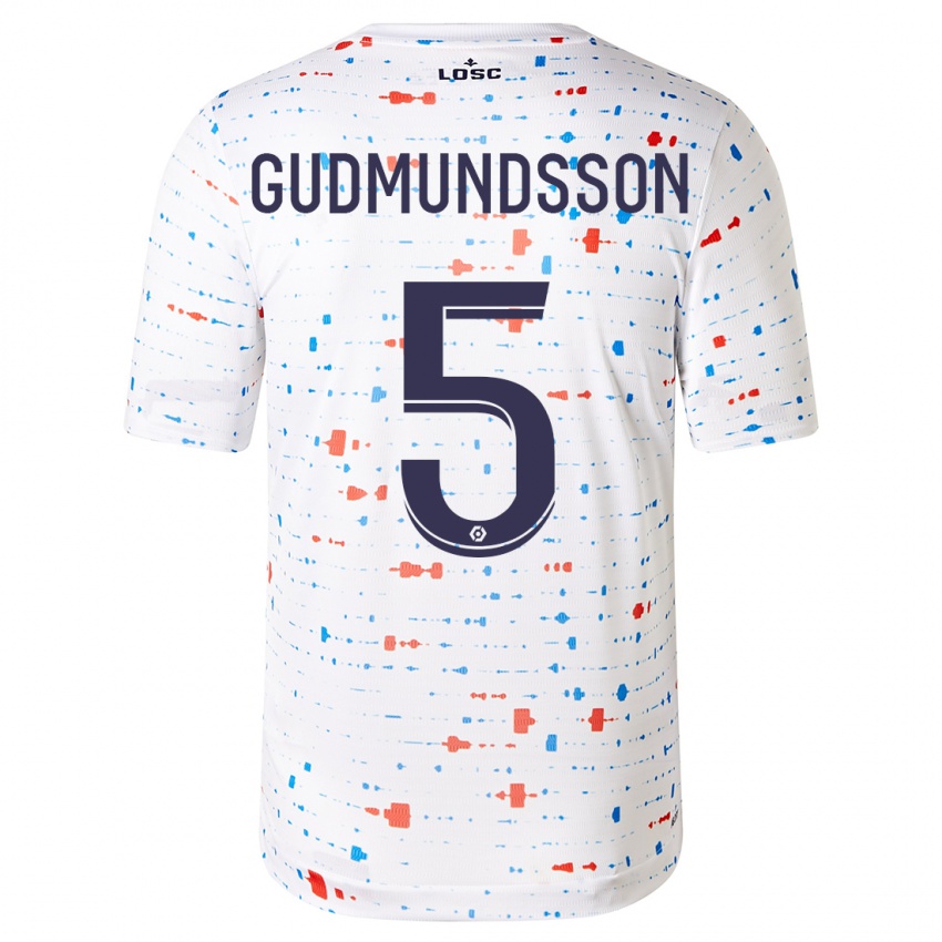 Heren Gabriel Gudmundsson #5 Wit Uitshirt Uittenue 2023/24 T-Shirt België