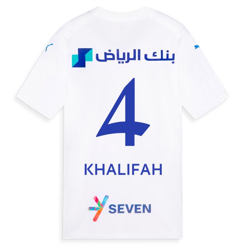 Herren Khalifah Al-Dawsari #4 Weiß Auswärtstrikot Trikot 2023/24 T-Shirt Belgien