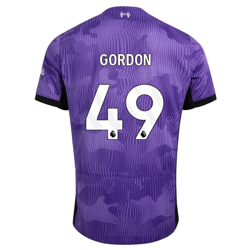 Herren Kaide Gordon #49 Lila Ausweichtrikot Trikot 2023/24 T-Shirt Belgien