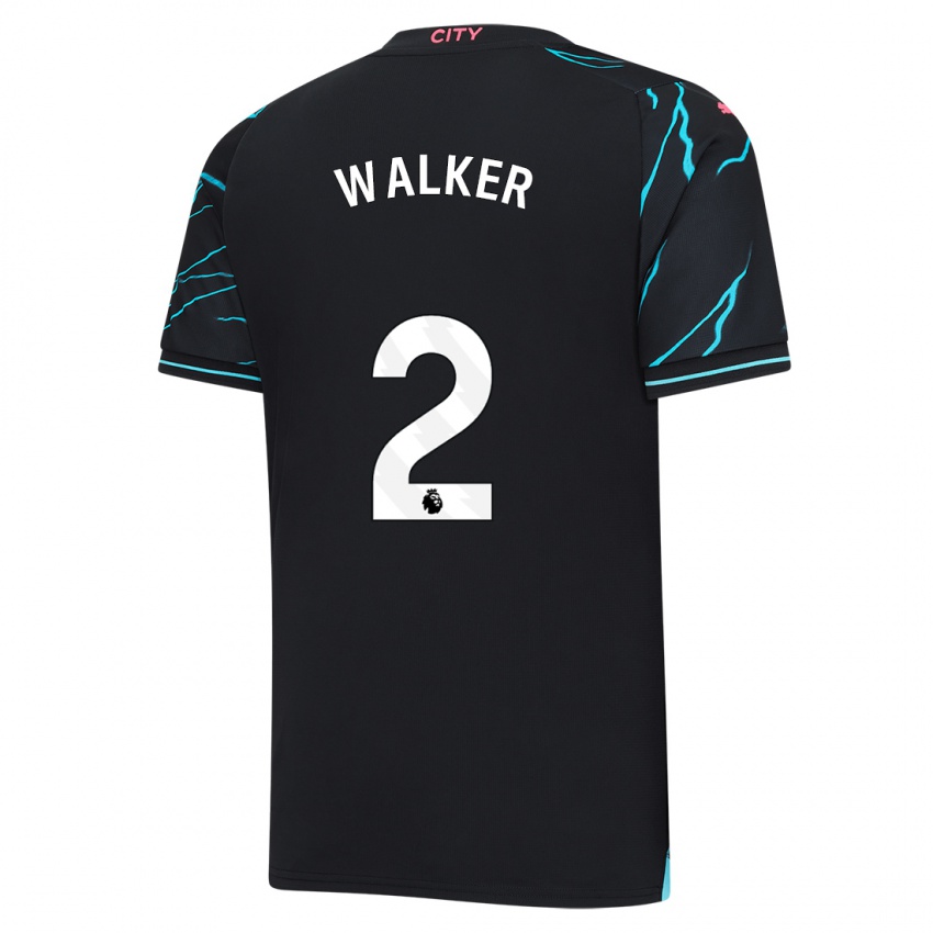 Herren Kyle Walker #2 Dunkelblau Ausweichtrikot Trikot 2023/24 T-Shirt Belgien