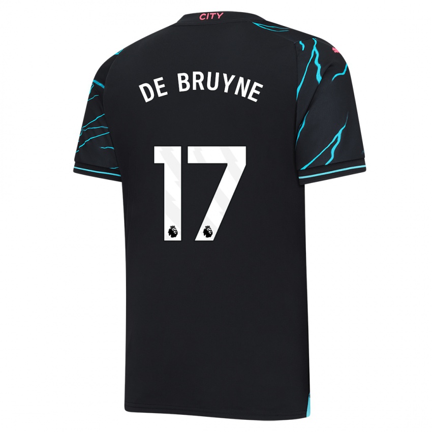 Herren Kevin De Bruyne #17 Dunkelblau Ausweichtrikot Trikot 2023/24 T-Shirt Belgien