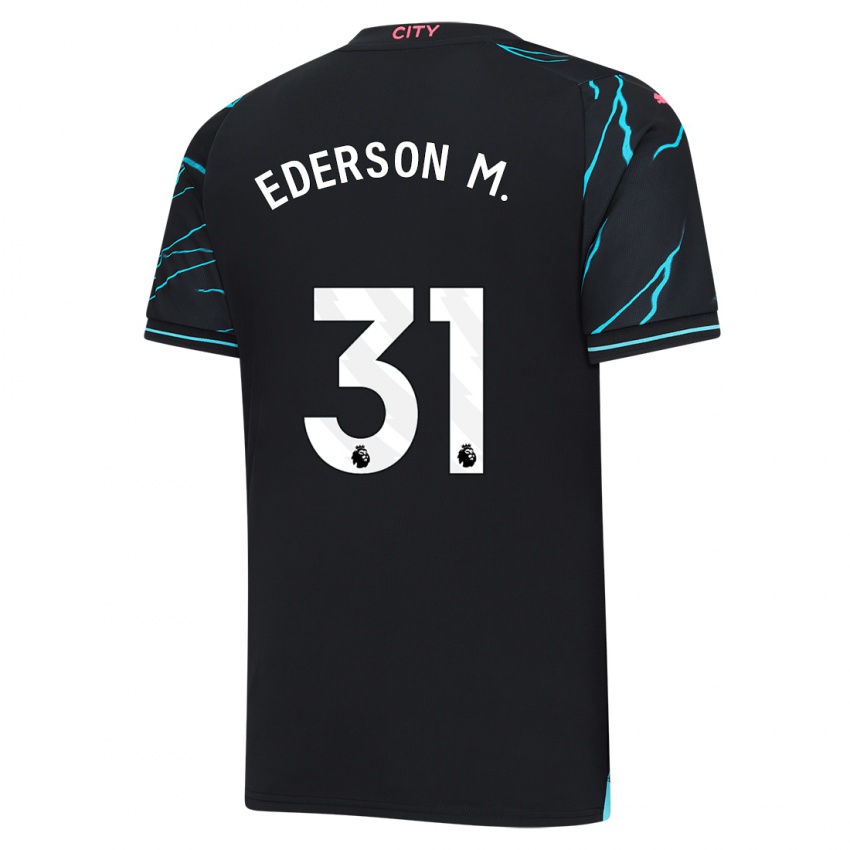 Herren Ederson Moraes #31 Dunkelblau Ausweichtrikot Trikot 2023/24 T-Shirt Belgien
