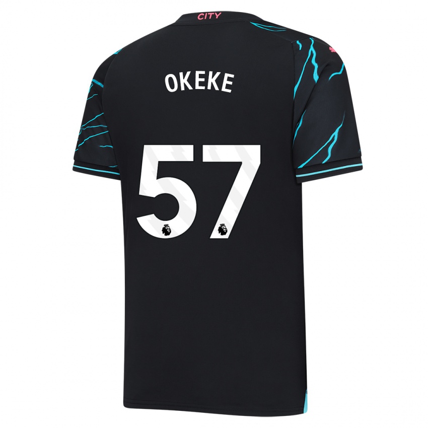 Herren Michael Okeke #57 Dunkelblau Ausweichtrikot Trikot 2023/24 T-Shirt Belgien