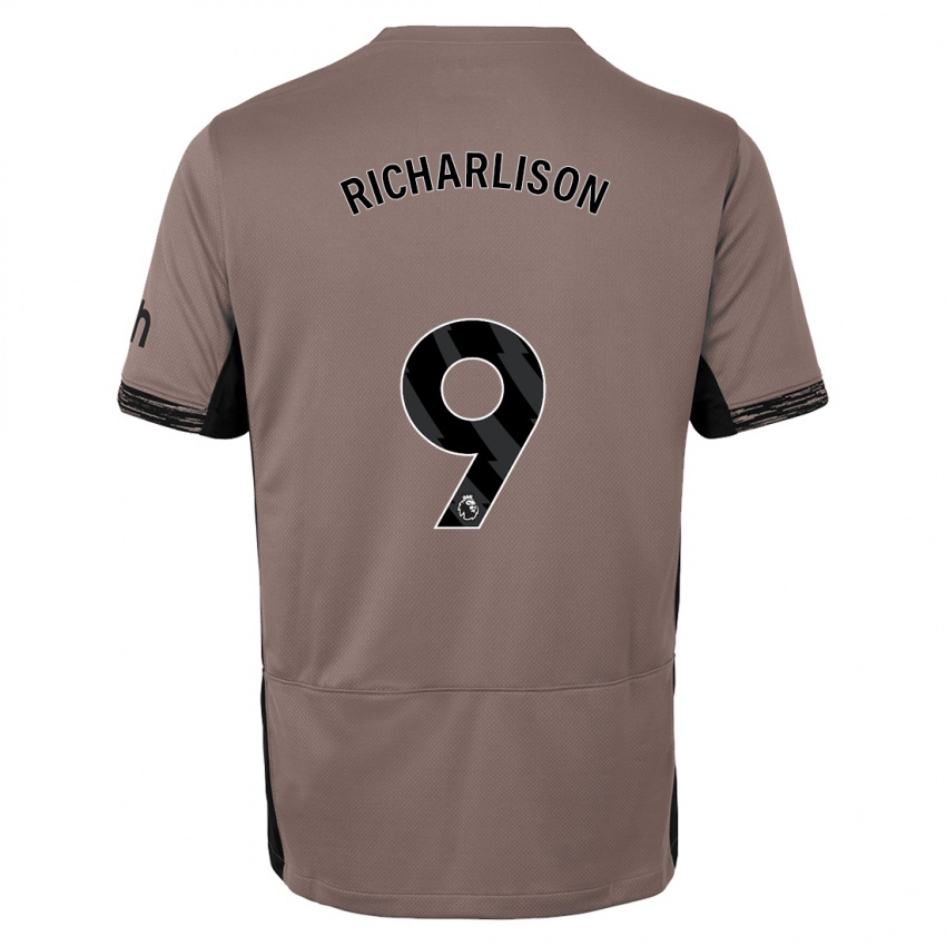 Herren Richarlison #9 Dunkelbeige Ausweichtrikot Trikot 2023/24 T-Shirt Belgien