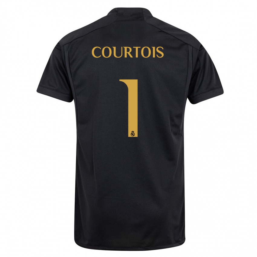 Herren Thibaut Courtois #1 Schwarz Ausweichtrikot Trikot 2023/24 T-Shirt Belgien