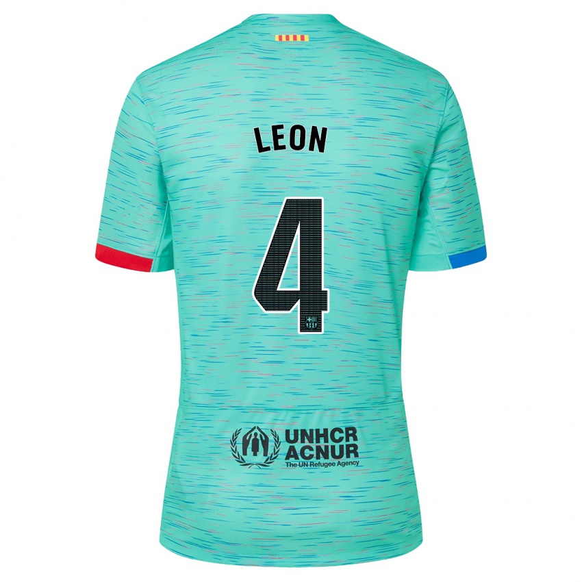 Herren Maria Pilar Leon #4 Helles Aqua Ausweichtrikot Trikot 2023/24 T-Shirt Belgien