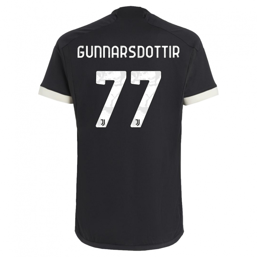 Herren Sara Bjork Gunnarsdottir #77 Schwarz Ausweichtrikot Trikot 2023/24 T-Shirt Belgien