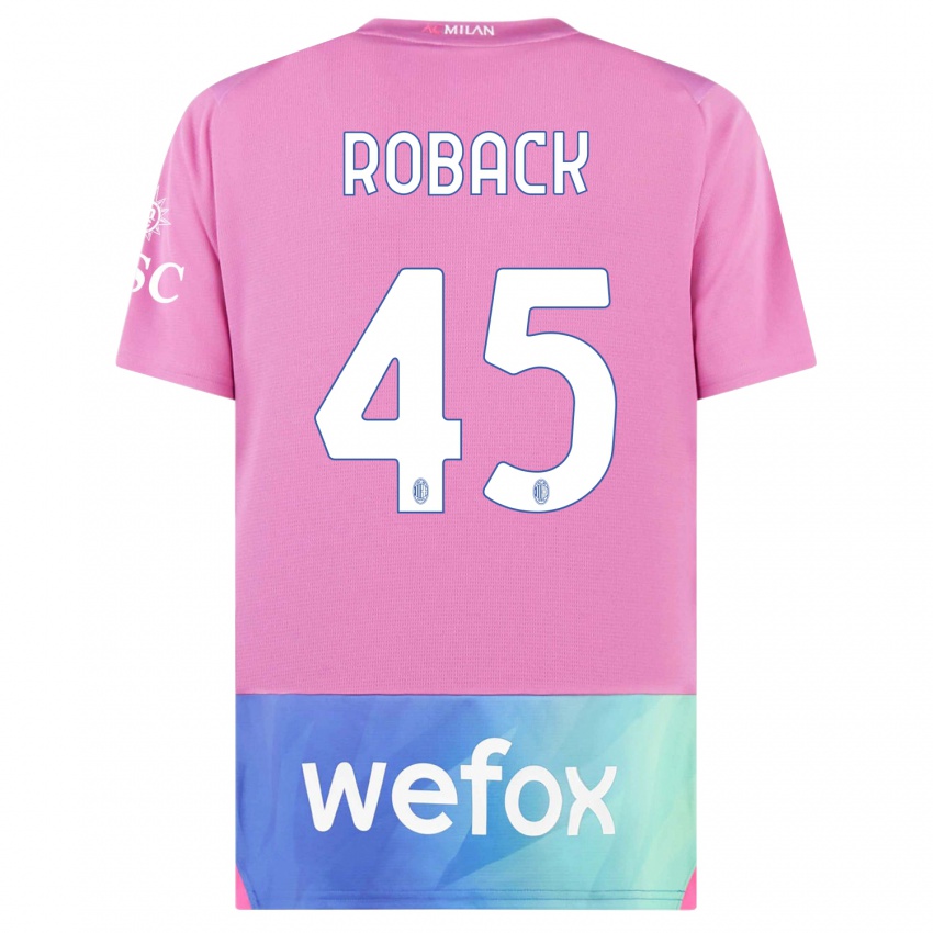 Herren Emil Roback #45 Pink Lila Ausweichtrikot Trikot 2023/24 T-Shirt Belgien