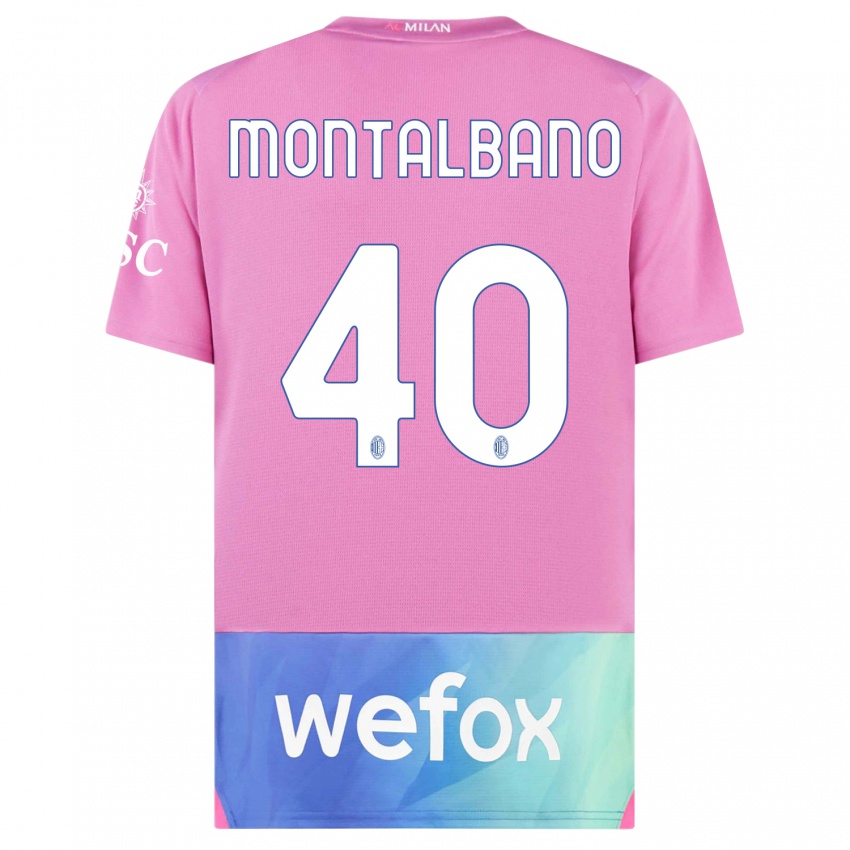 Heren Nicolo Montalbano #40 Roze Paars Thuisshirt Derde Tenue 2023/24 T-Shirt België