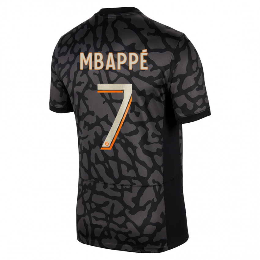 Homme Maillot Kylian Mbappe #7 Noir Troisieme 2023/24 T-Shirt Belgique