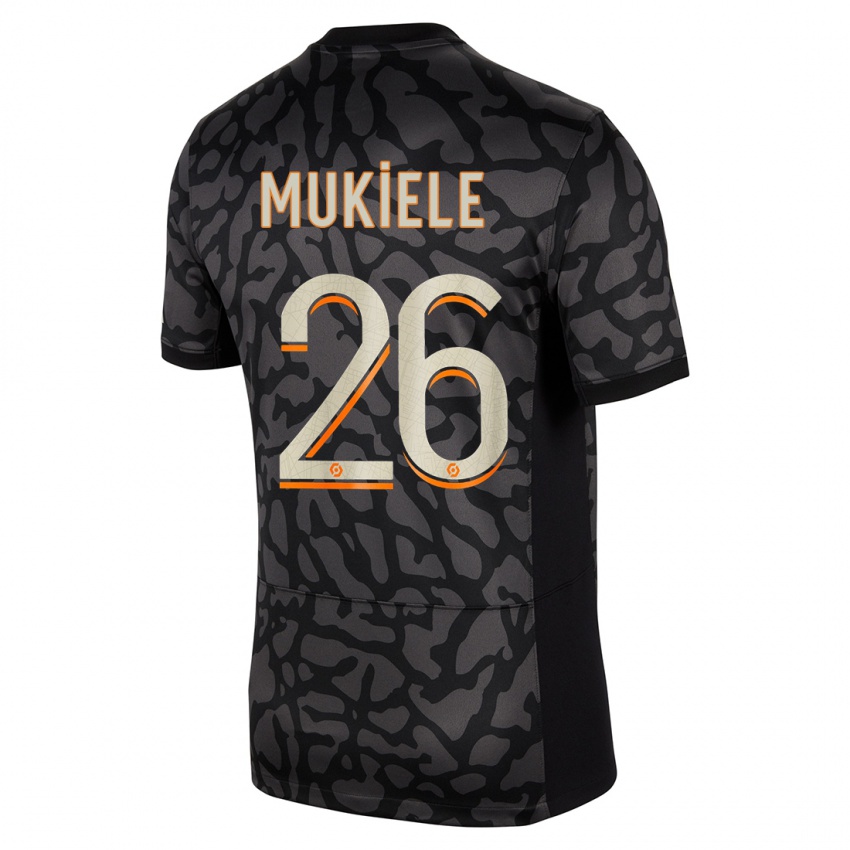 Herren Nordi Mukiele #26 Schwarz Ausweichtrikot Trikot 2023/24 T-Shirt Belgien