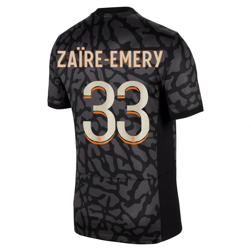 Homme Maillot Warren Zaire Emery #33 Noir Troisieme 2023/24 T-Shirt Belgique
