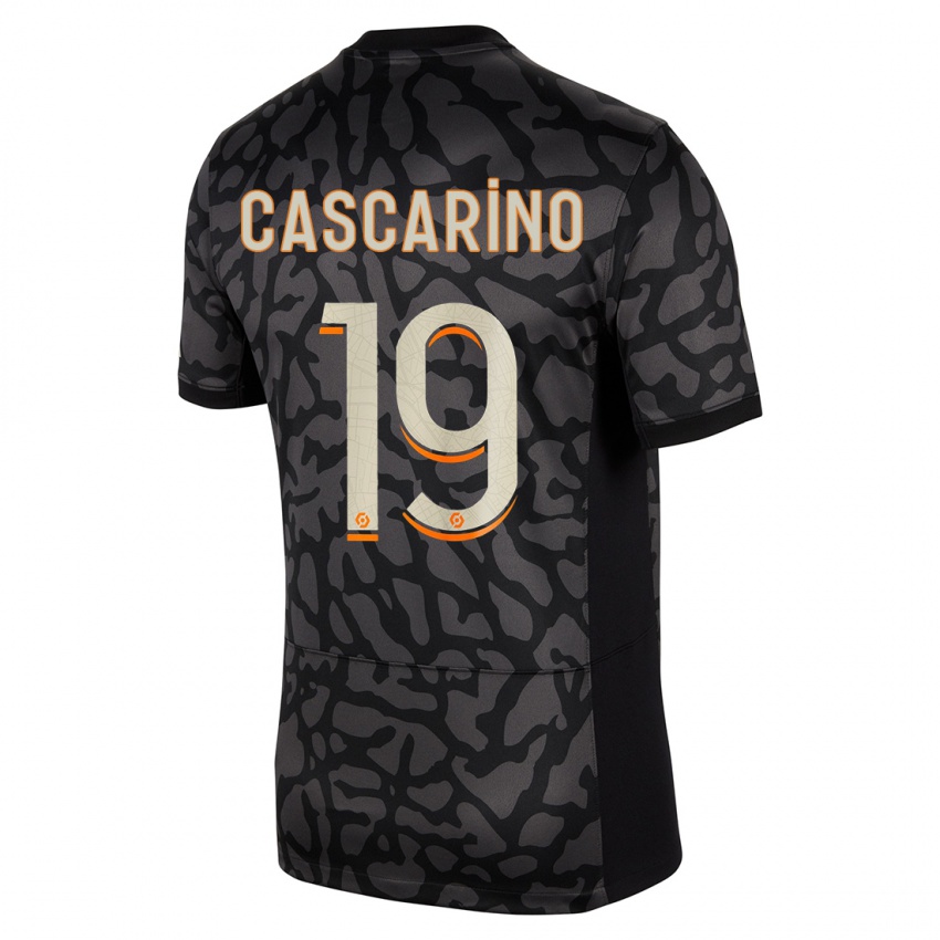 Herren Estelle Cascarino #19 Schwarz Ausweichtrikot Trikot 2023/24 T-Shirt Belgien