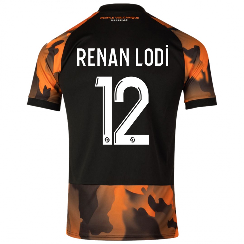 Herren Renan Lodi #12 Schwarzorange Ausweichtrikot Trikot 2023/24 T-Shirt Belgien