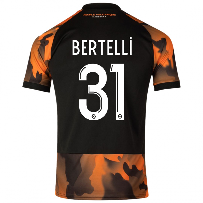 Homme Maillot Ugo Bertelli #31 Noir Orange Troisieme 2023/24 T-Shirt Belgique