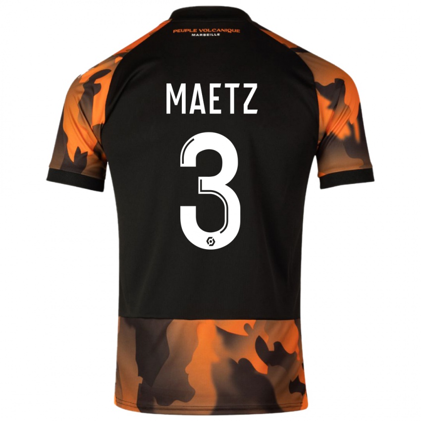 Homme Maillot Agathe Maetz #3 Noir Orange Troisieme 2023/24 T-Shirt Belgique