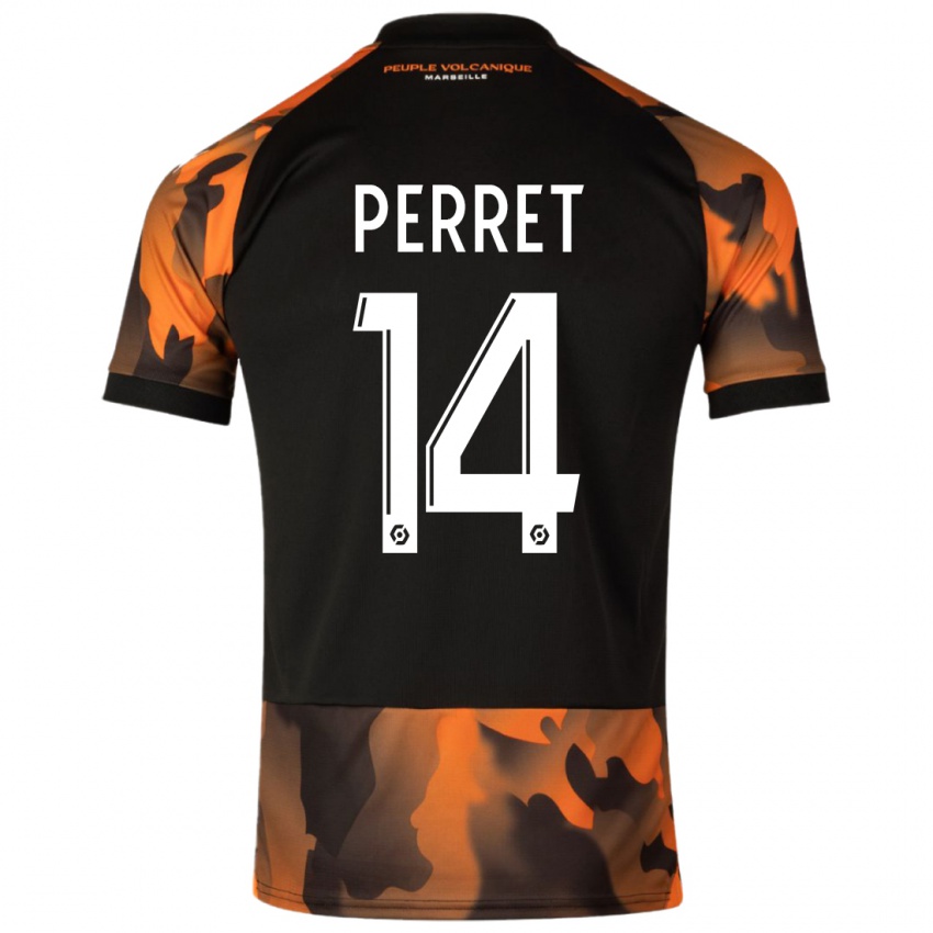 Heren Jenny Perret #14 Zwart Oranje Thuisshirt Derde Tenue 2023/24 T-Shirt België