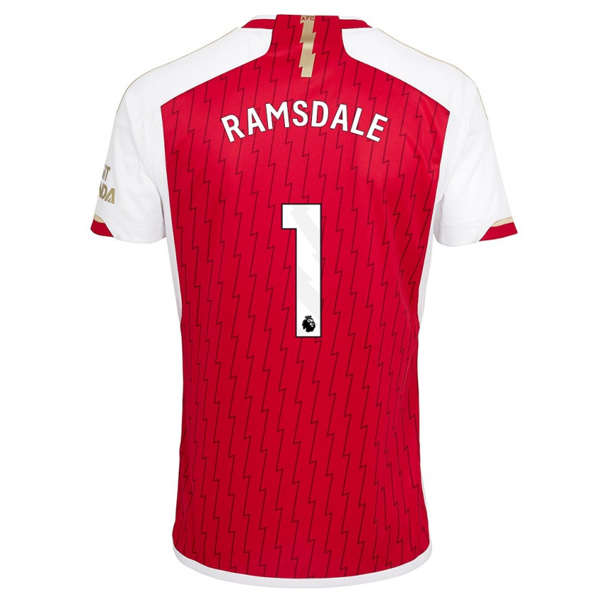 Dames Aaron Ramsdale #1 Rood Thuisshirt Thuistenue 2023/24 T-Shirt België