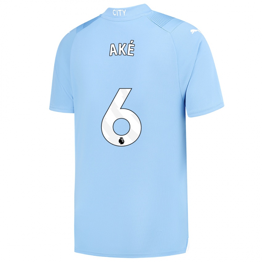Dames Nathan Ake #6 Lichtblauw Thuisshirt Thuistenue 2023/24 T-Shirt België