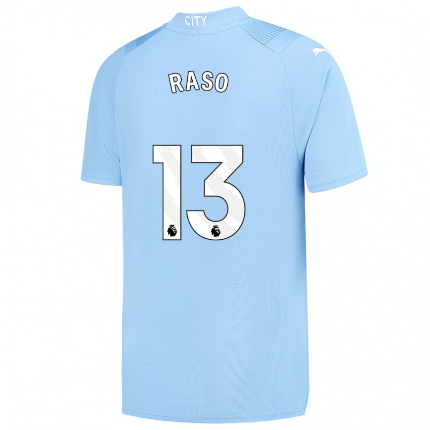 Dames Hayley Raso #13 Lichtblauw Thuisshirt Thuistenue 2023/24 T-Shirt België