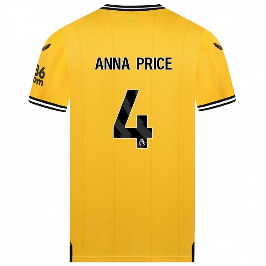 Damen Anna Price #4 Gelb Heimtrikot Trikot 2023/24 T-Shirt Belgien