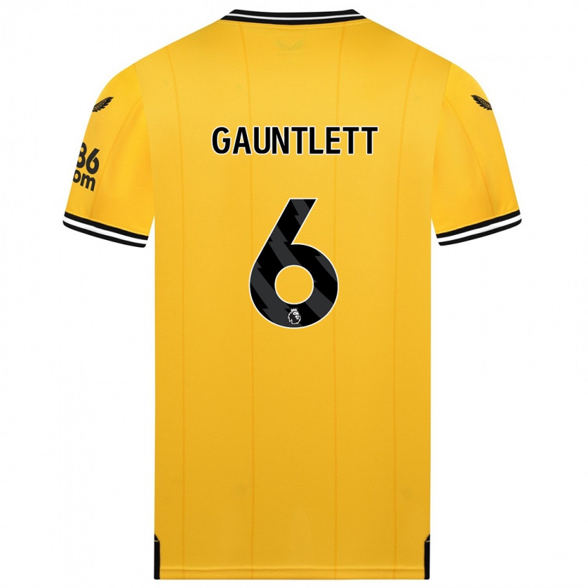 Dames Maz Gauntlett #6 Geel Thuisshirt Thuistenue 2023/24 T-Shirt België