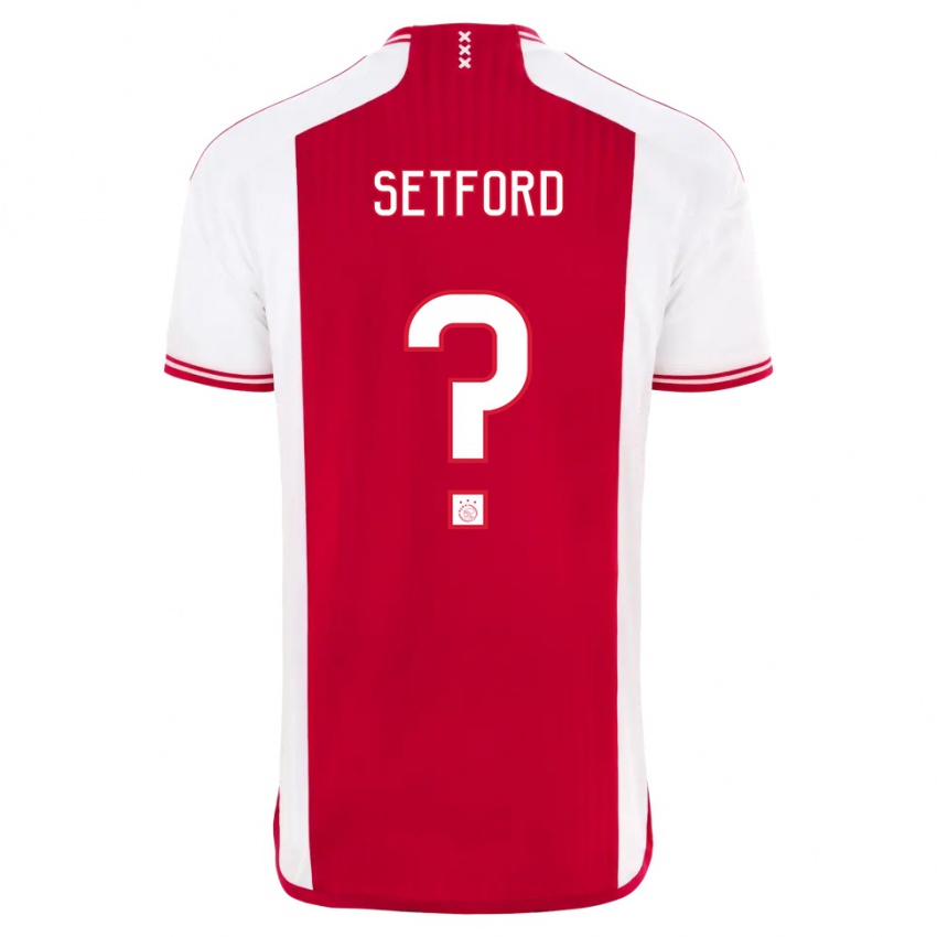 Dames Tommy Setford #0 Rood Wit Thuisshirt Thuistenue 2023/24 T-Shirt België