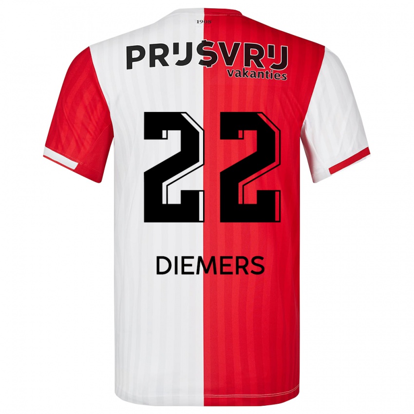 Dames Mark Diemers #22 Rood Wit Thuisshirt Thuistenue 2023/24 T-Shirt België