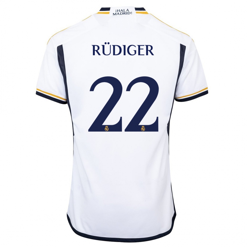 Damen Antonio Rüdiger #22 Weiß Heimtrikot Trikot 2023/24 T-Shirt Belgien