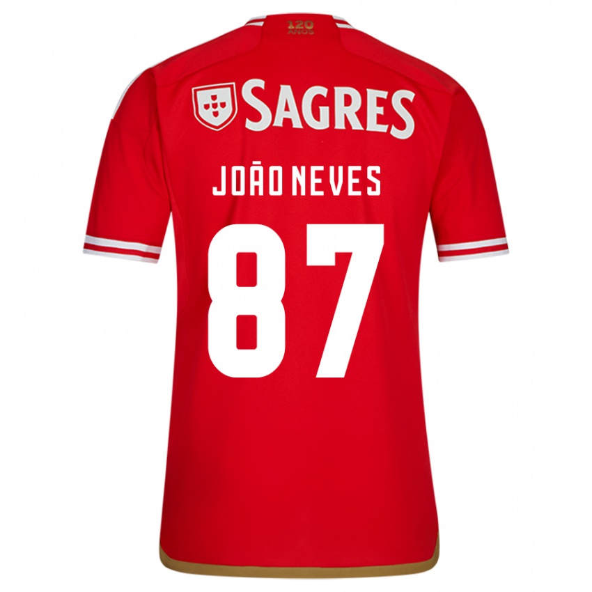 Dames João Neves #87 Rood Thuisshirt Thuistenue 2023/24 T-Shirt België