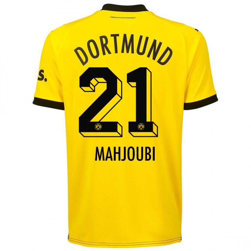 Damen Anas Mahjoubi #21 Gelb Heimtrikot Trikot 2023/24 T-Shirt Belgien