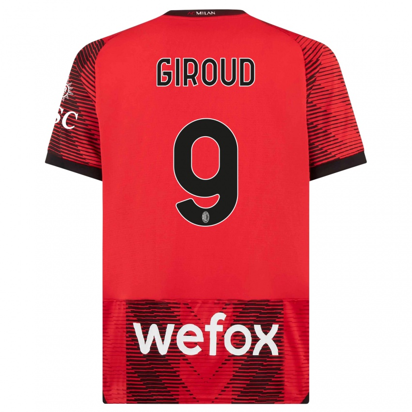 Damen Olivier Giroud #9 Rot Schwarz Heimtrikot Trikot 2023/24 T-Shirt Belgien