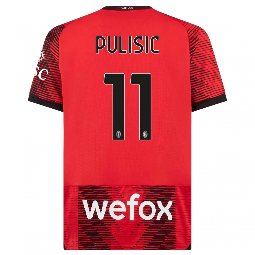 Dames Christian Pulisic #11 Rood Zwart Thuisshirt Thuistenue 2023/24 T-Shirt België