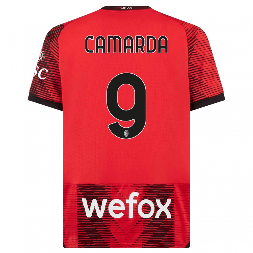 Dames Francesco Camarda #9 Rood Zwart Thuisshirt Thuistenue 2023/24 T-Shirt België