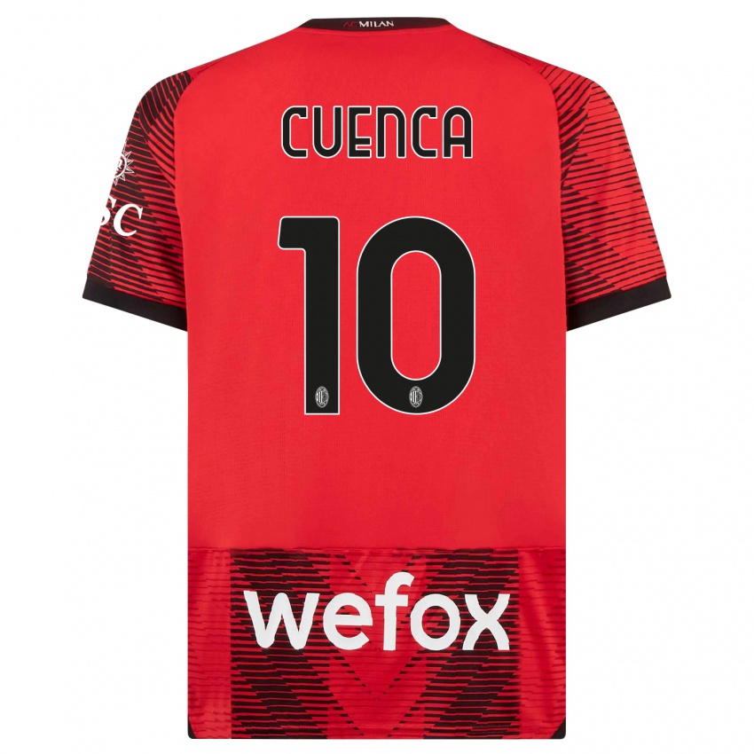 Dames Hugo Cuenca #10 Rood Zwart Thuisshirt Thuistenue 2023/24 T-Shirt België