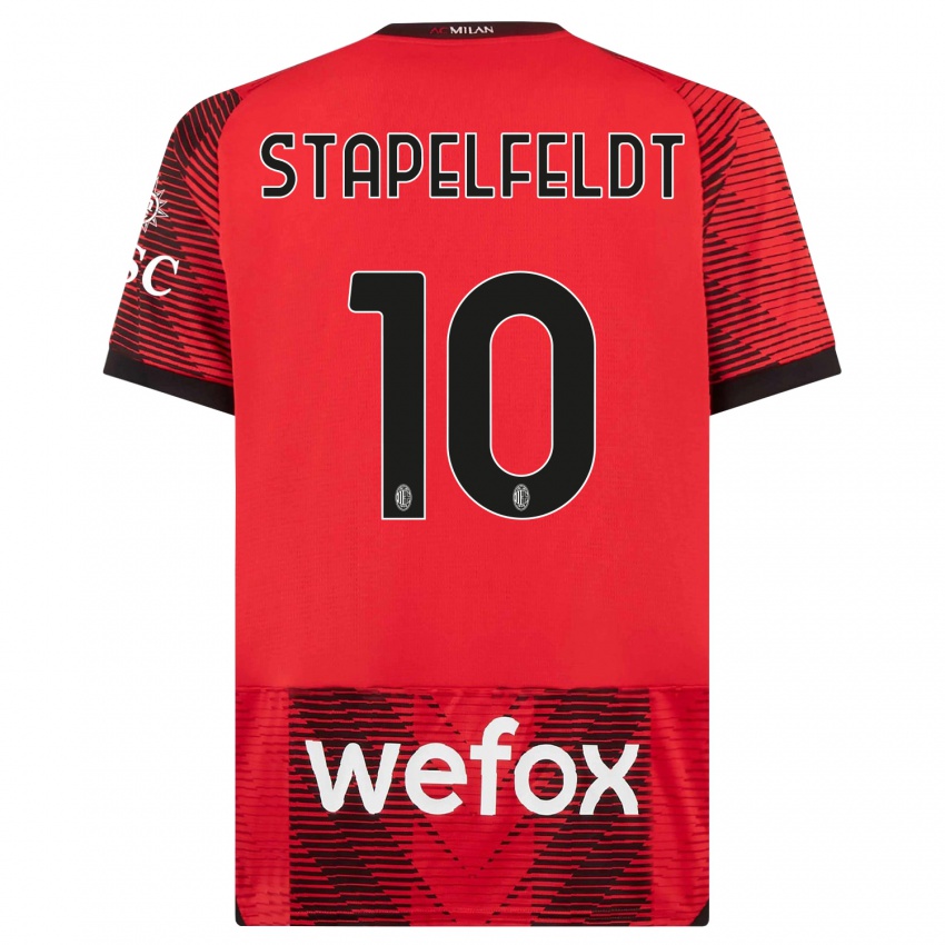 Damen Nina Stapelfeldt #10 Rot Schwarz Heimtrikot Trikot 2023/24 T-Shirt Belgien