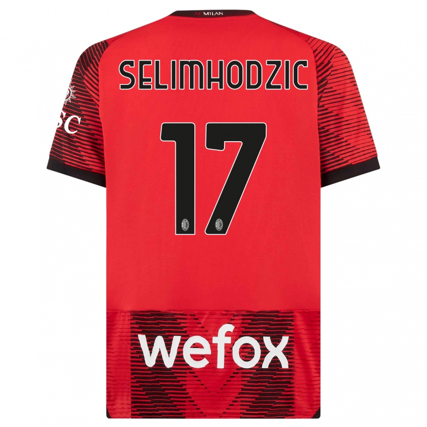 Dames Noa Selimhodzic #17 Rood Zwart Thuisshirt Thuistenue 2023/24 T-Shirt België