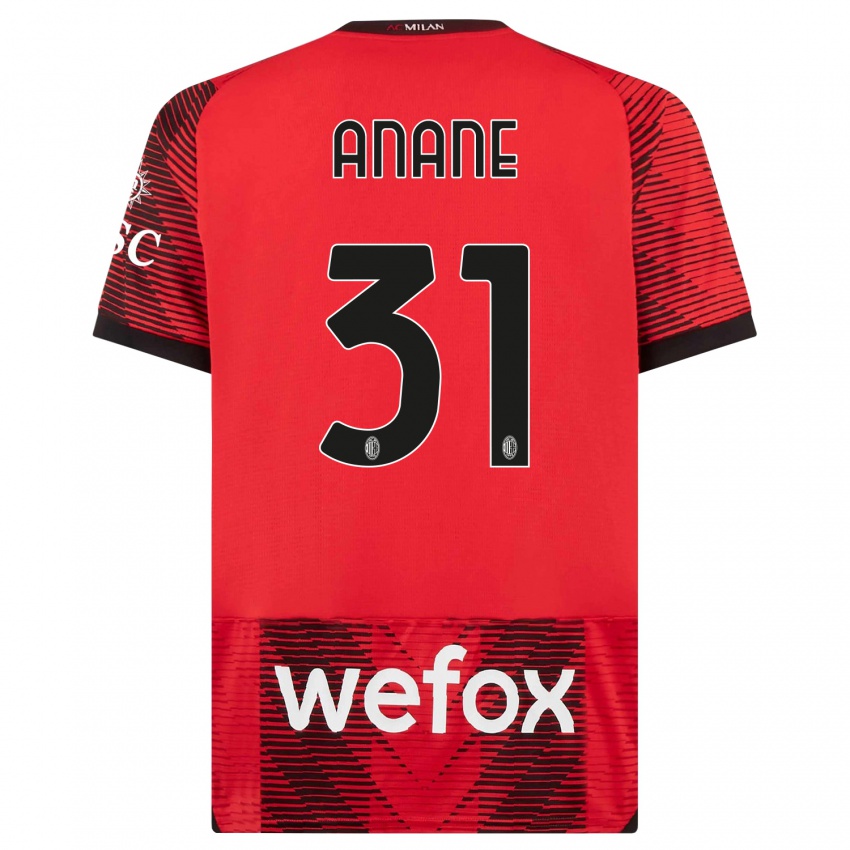 Damen Emmanuel Anane #31 Rot Schwarz Heimtrikot Trikot 2023/24 T-Shirt Belgien