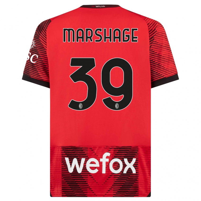 Dames Wilgot Marshage #39 Rood Zwart Thuisshirt Thuistenue 2023/24 T-Shirt België