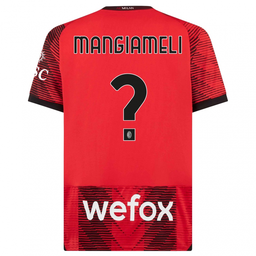 Dames Federico Mangiameli #0 Rood Zwart Thuisshirt Thuistenue 2023/24 T-Shirt België