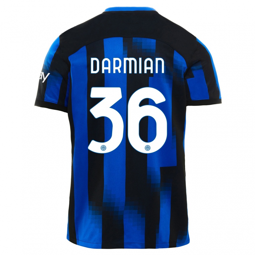 Damen Matteo Darmian #36 Schwarz Blau Heimtrikot Trikot 2023/24 T-Shirt Belgien