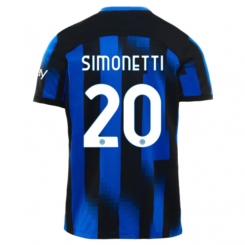 Dames Flaminia Simonetti #20 Zwart Blauw Thuisshirt Thuistenue 2023/24 T-Shirt België