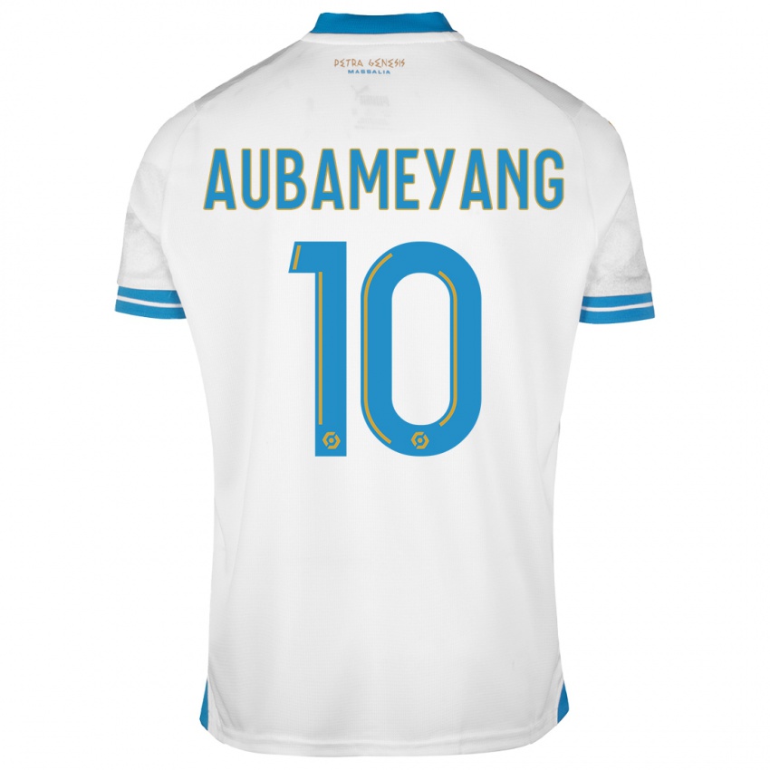 Dames Pierre-Emerick Aubameyang #10 Wit Thuisshirt Thuistenue 2023/24 T-Shirt België