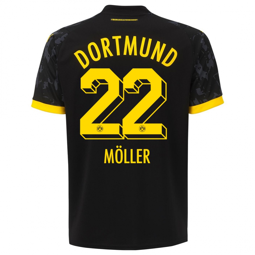 Damen Paul Möller #22 Schwarz Auswärtstrikot Trikot 2023/24 T-Shirt Belgien