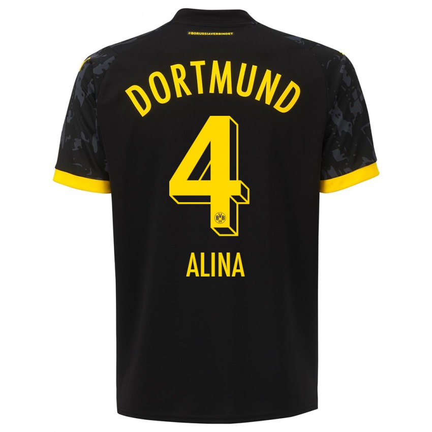 Damen Grijseels Alina #4 Schwarz Auswärtstrikot Trikot 2023/24 T-Shirt Belgien